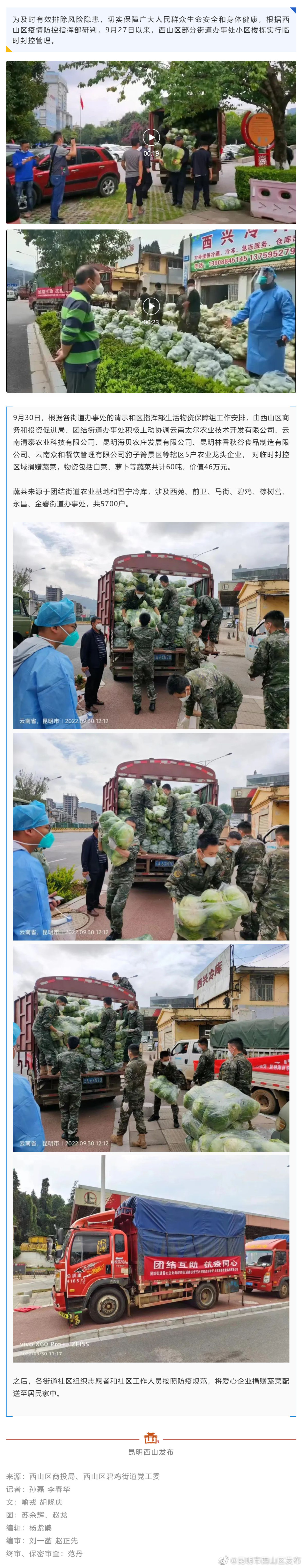暖心!西山区爱心企业60吨新鲜蔬菜助力战“疫”