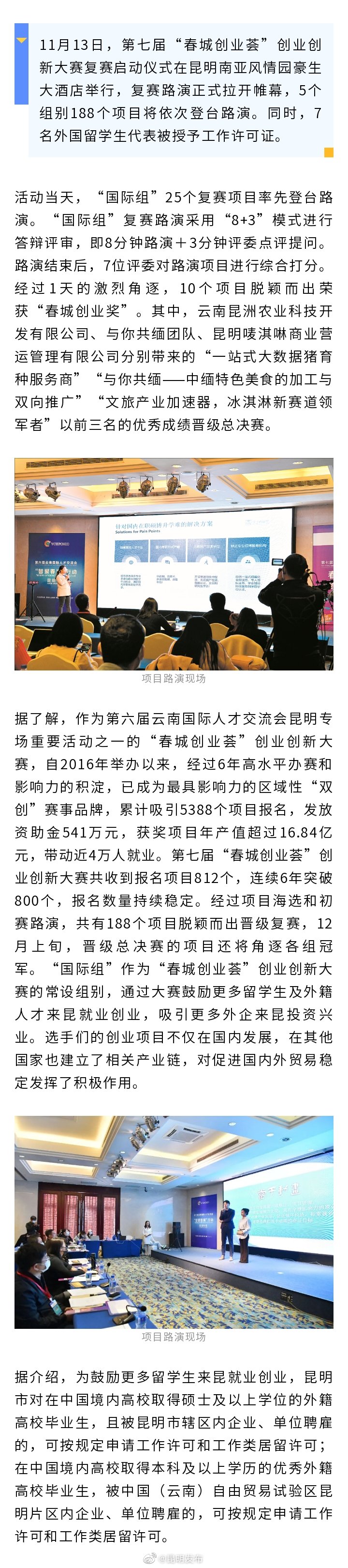 “春城创业荟”复赛开启 188个项目同台竞技