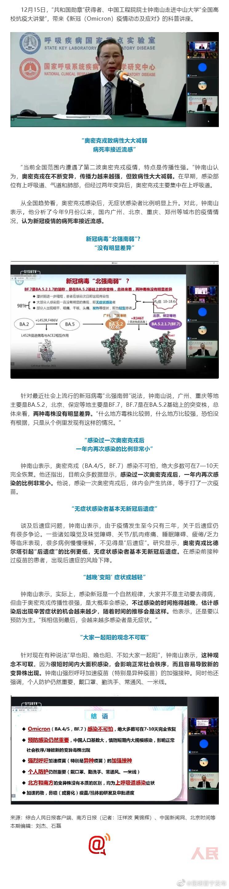大家一起“阳”不可取！钟南山给出6个最新判断