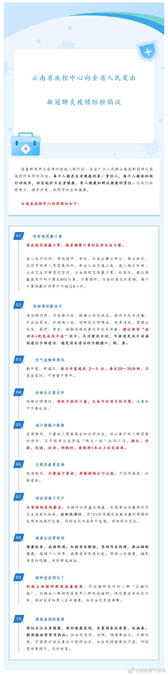 云南疾控最新发布！