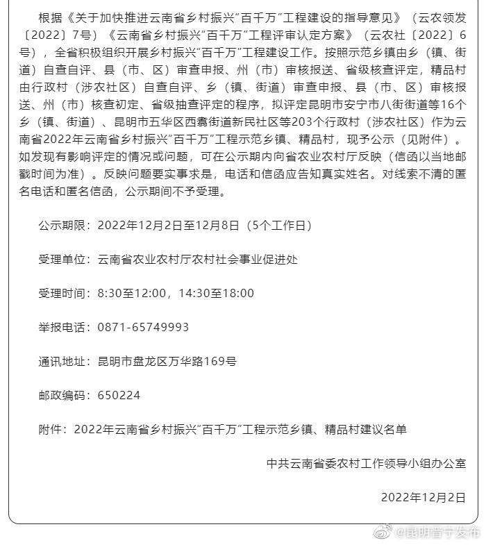 这份省级名单，云南16个乡镇、203个村拟入选！