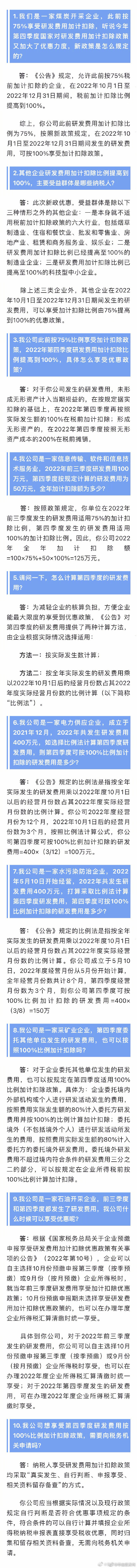 75%→100%，研发费用加计扣除比例热点问答请收好！