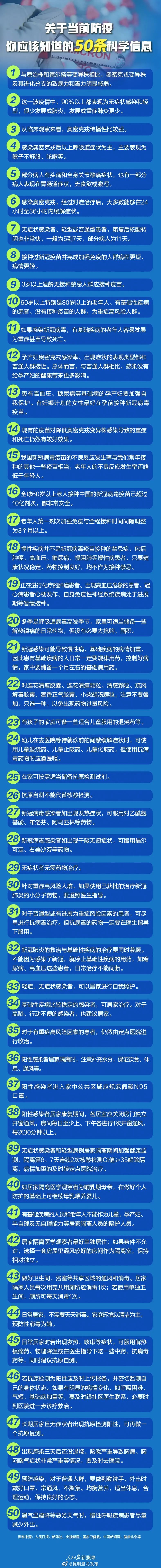 关于当前防疫，你应该知道的50条科学信息