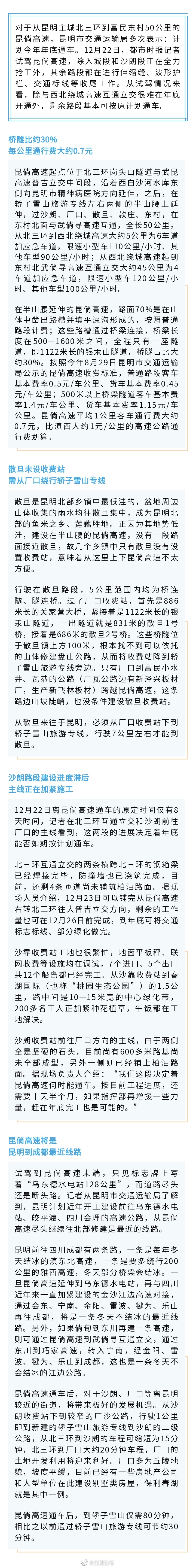 昆倘高速加紧施工 争取年底开通