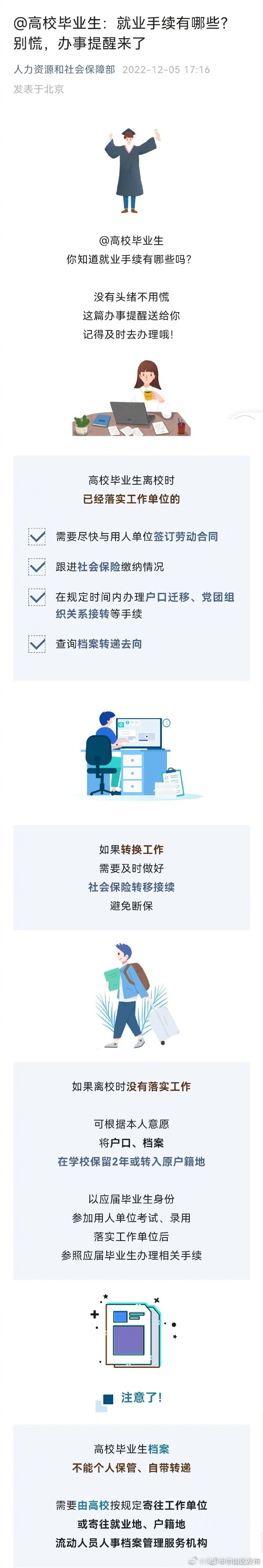 @ 高校毕业生：就业手续有哪些？别慌，办事提醒来了