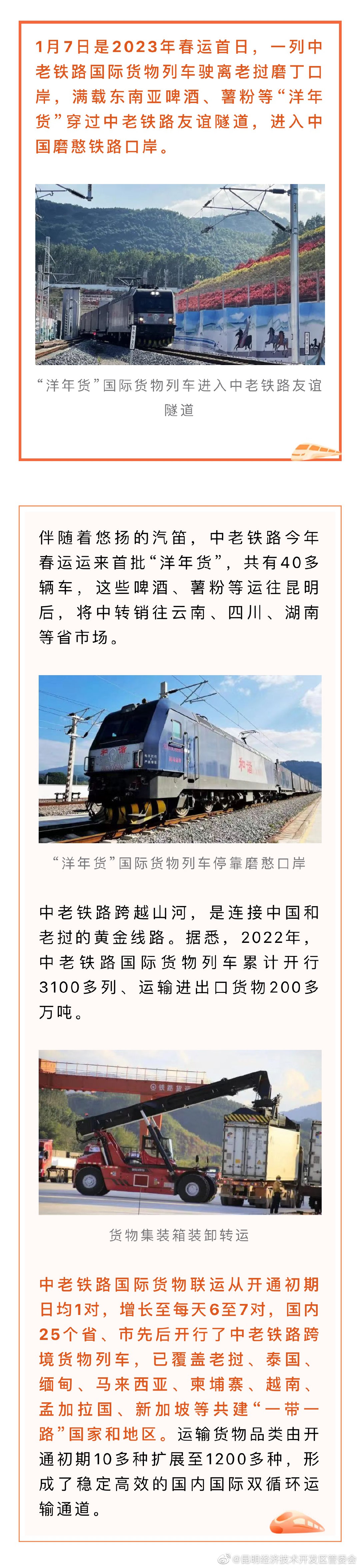 聚焦 | 中老铁路磨憨口岸运来“洋年货”