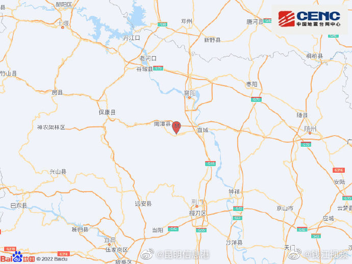 湖北襄阳南漳县3.2级地震 震源深度8千米