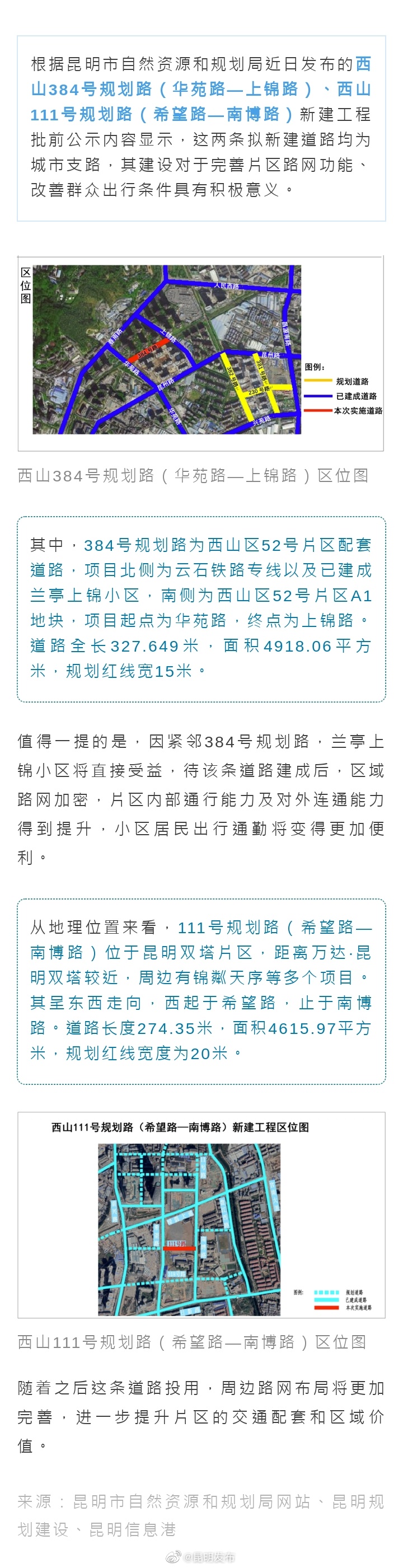 西山区拟新建2条路！位置就在↓