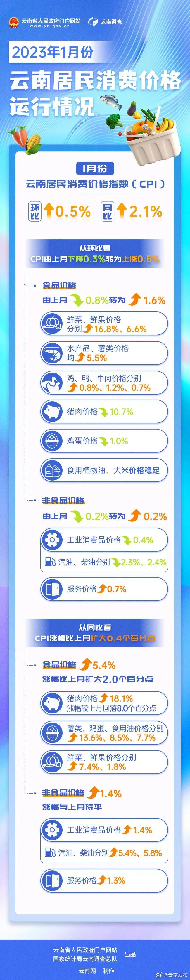 2023年1月份云南居民消费价格指数出炉！