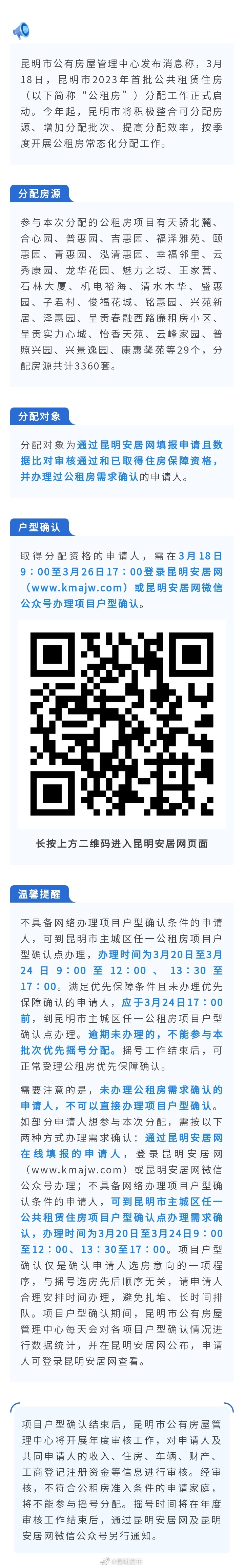 3360套房源！昆明今年首批公租房分配今日启动