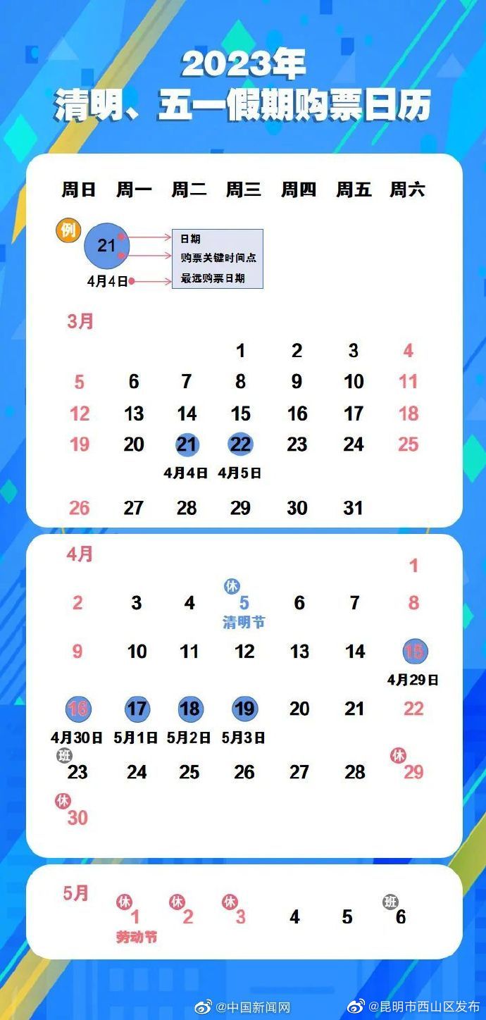 转存！清明五一假期铁路购票日历来了