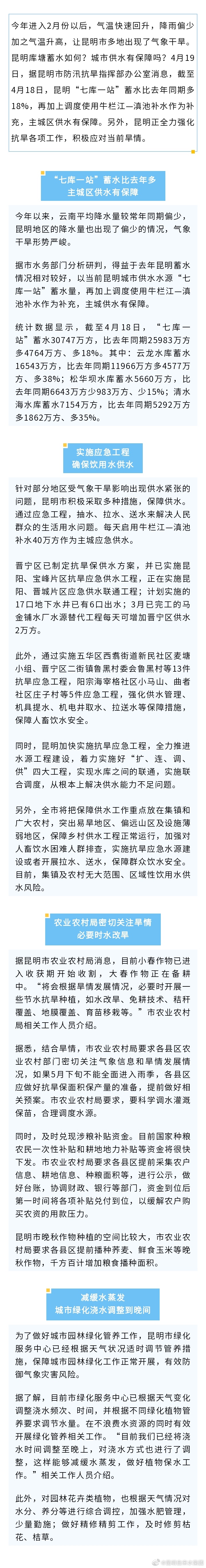 积极抗旱！昆明蓄水比去年多，主城区供水有保障