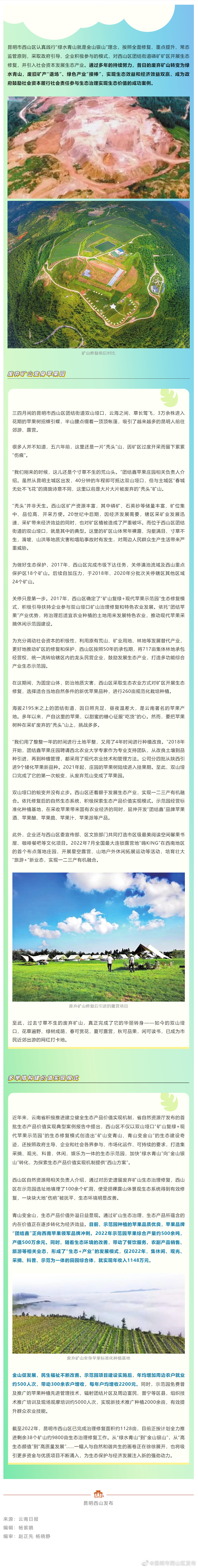 西山区“活水”引上山 废矿长出“金苹果”