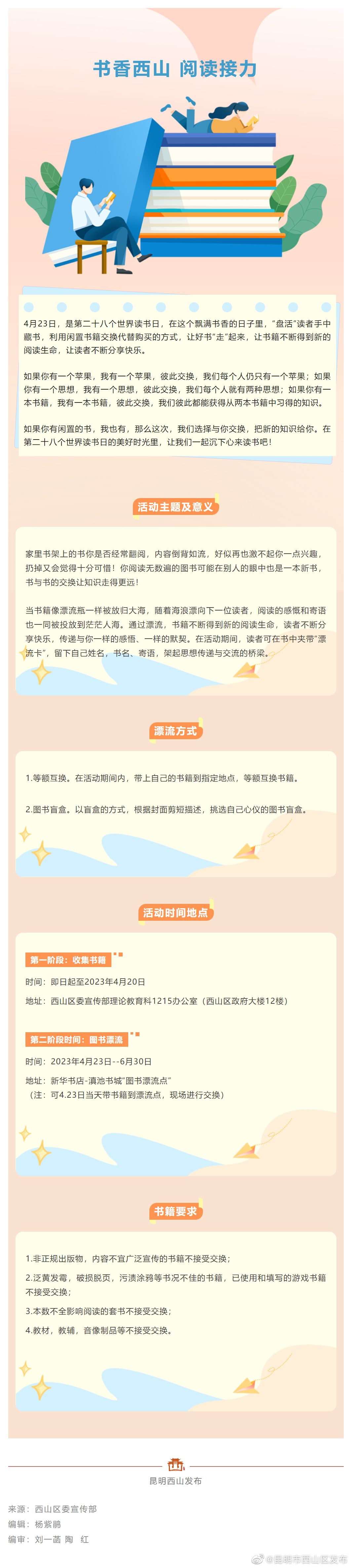 【书香西山 阅读接力】带着你的书，来一次“图书漂流”之旅~