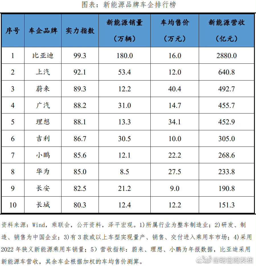  比亚迪位居新能源企业榜首