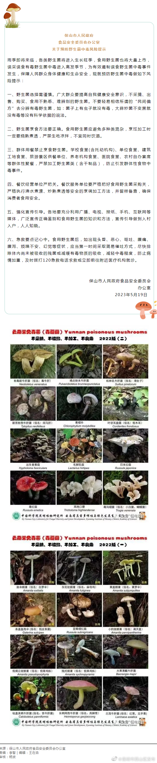 吃菌儿季快到啦！预防野生菌中毒风险提示送上