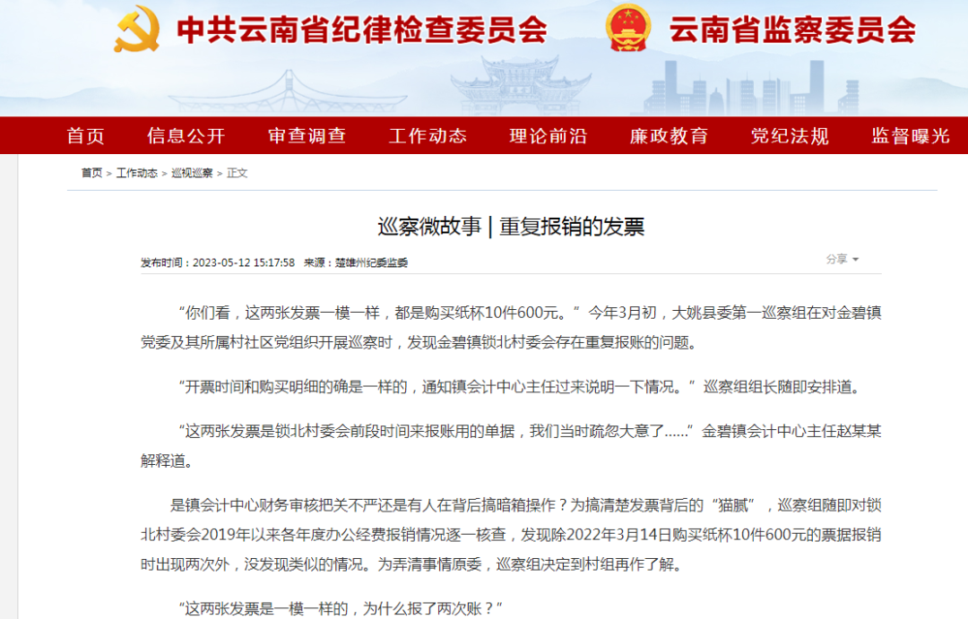 巡察微故事 | 重复报销的发票