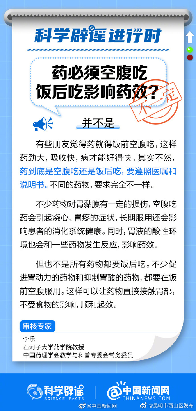 药必须空腹吃，饭后吃影响药效？
