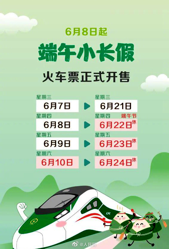 提醒！端午火车票明日开售