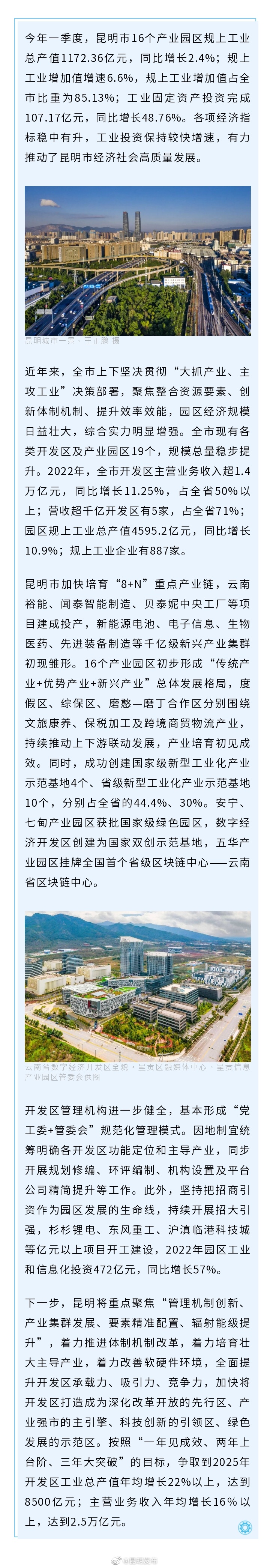 昆明产业园区各项经济指标稳中有升
