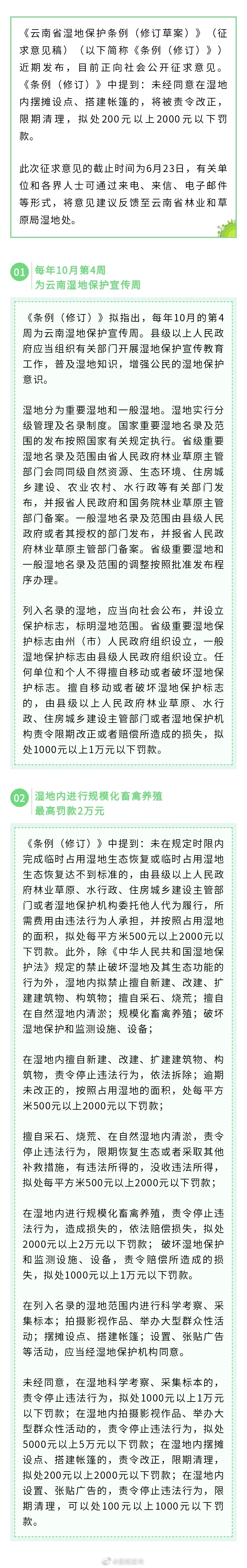 意见征求中 湿地内乱搭帐篷拟罚200—2000元