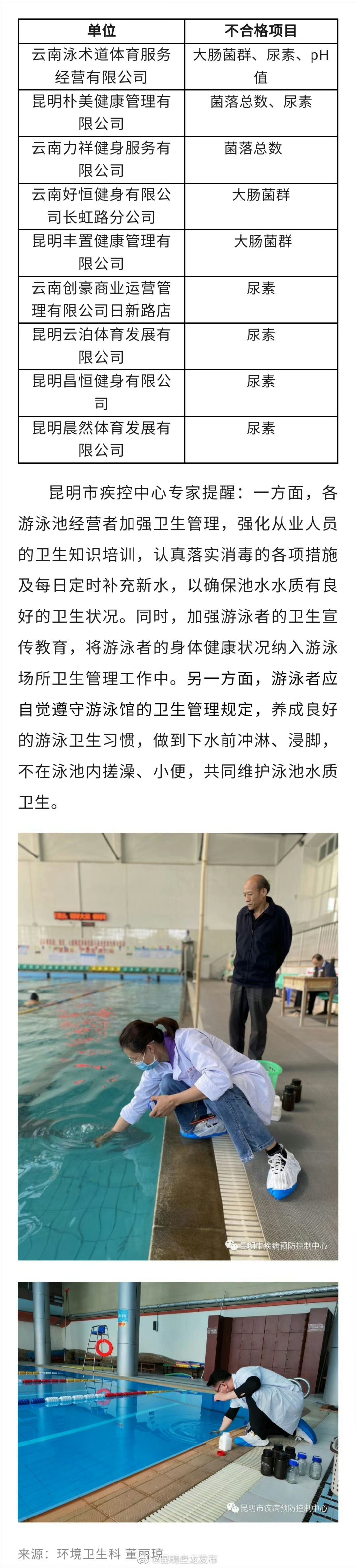 昆明市5月9家游泳池水质不合格！有你经常去的吗？