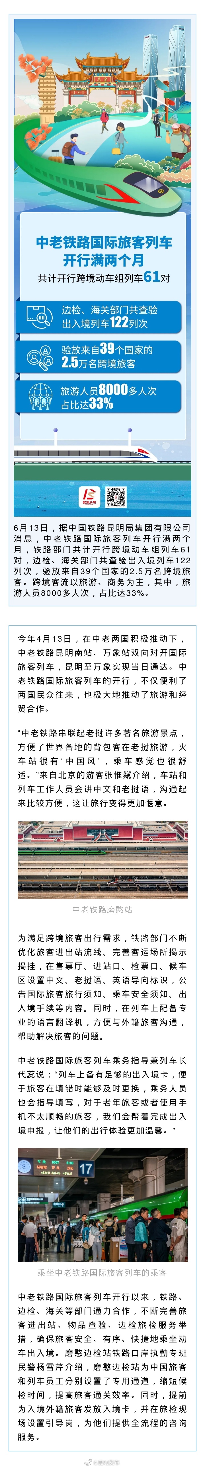 开行两个月 39个国家2.5万人乘中老铁路国际旅客列车跨境出行