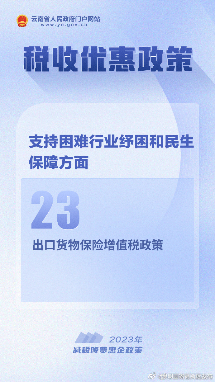 2023年减税降费惠企政策30条丨㉓出口货物保险增值税政策