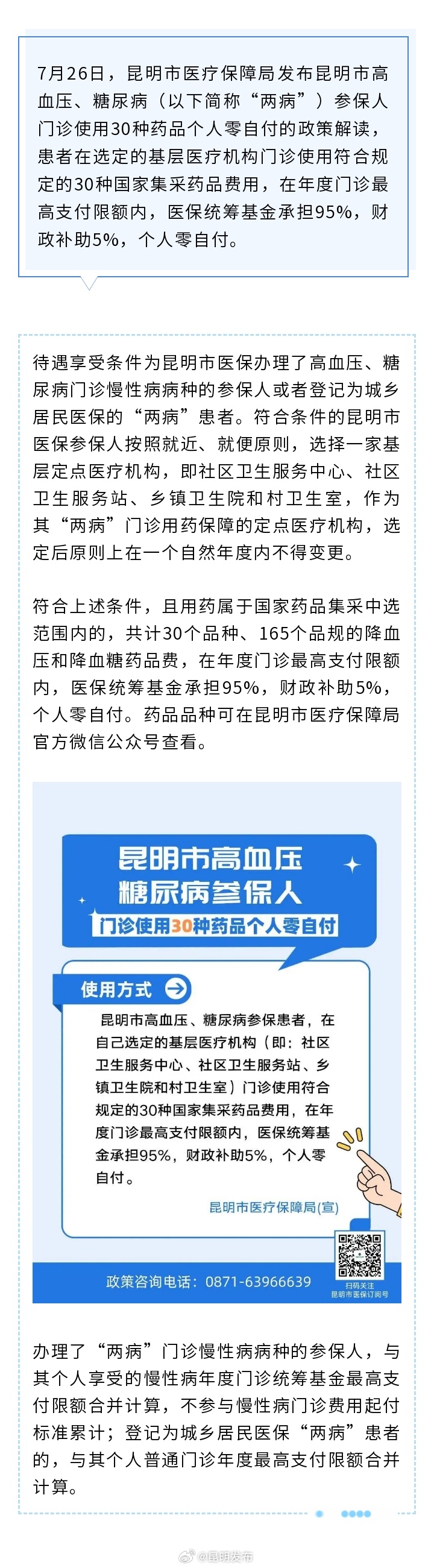 @ 昆明市“两病”参保人 这30种药品个人零自付