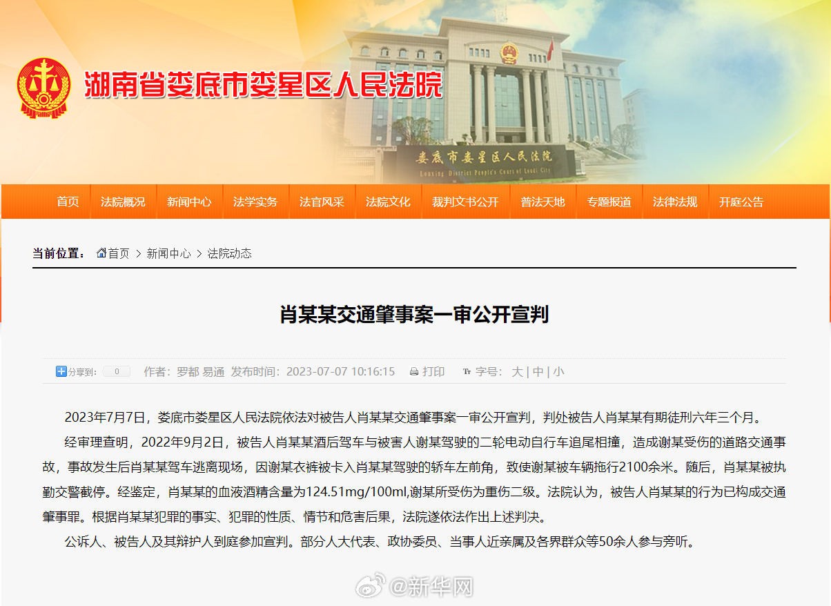 肖某某交通肇事案一审宣判
