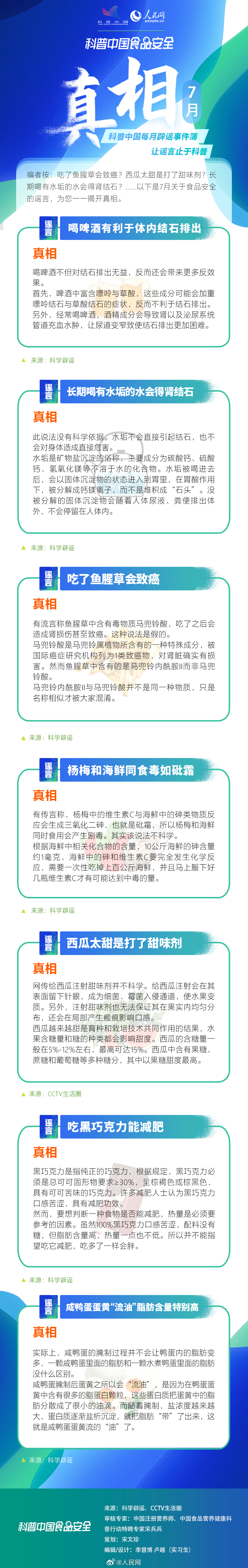 7月食品安全谣言榜出炉