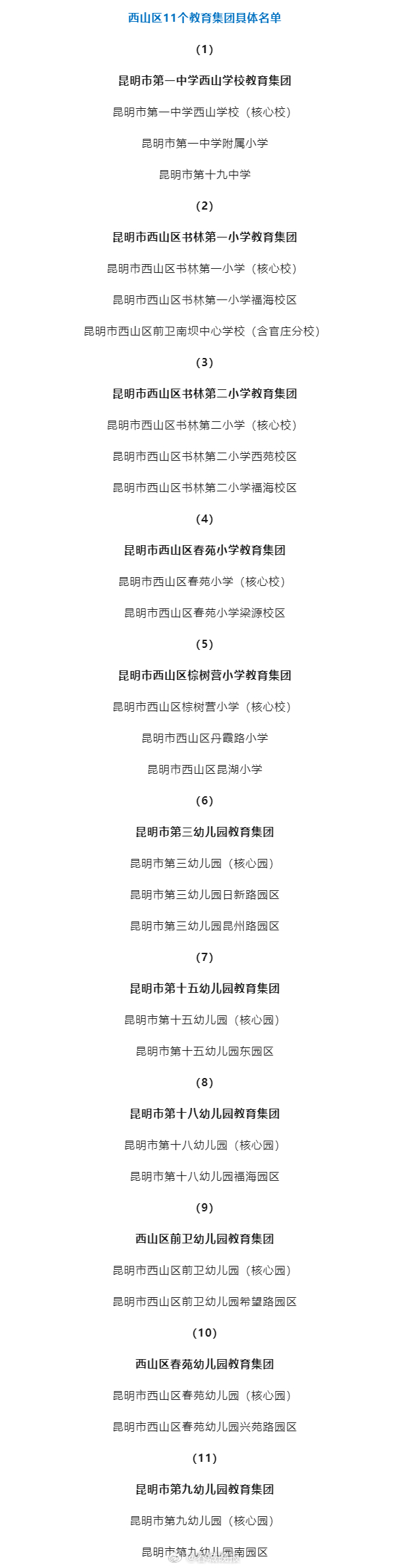 昆明市西山区11个教育集团挂牌