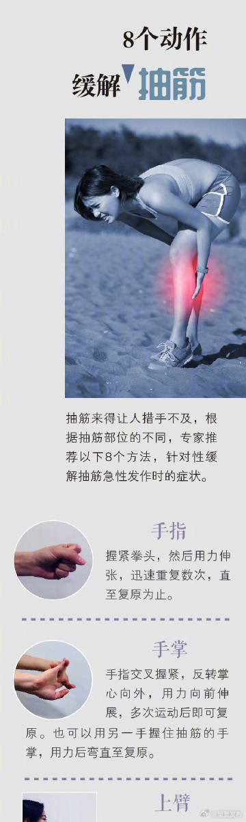 图解不同部位抽筋如何缓解