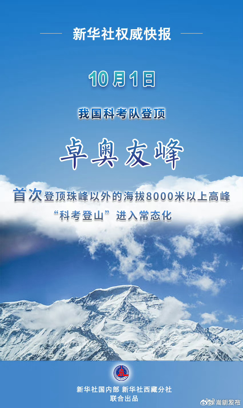 祝贺！我国科考队首次登顶珠峰外8000米以上高峰