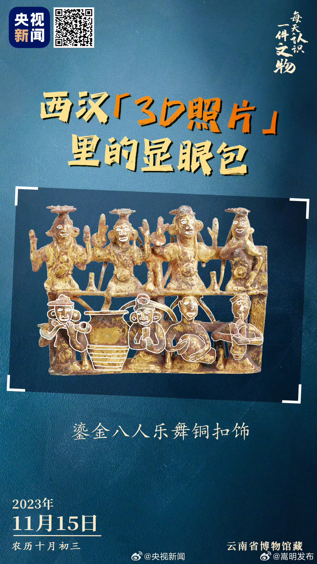 西汉这件鎏金扣饰定格了8人乐舞