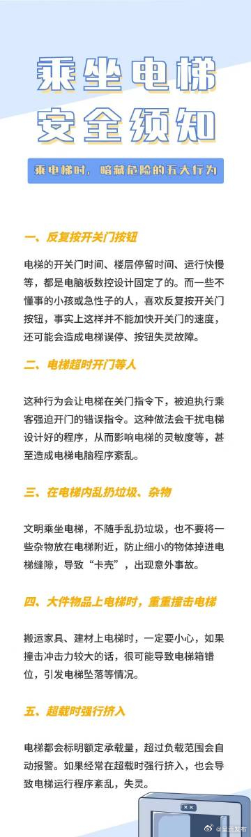 这五个乘电梯的危险行为你必须知道