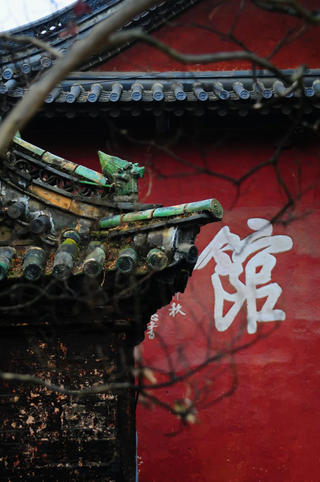 繁霜霏霏，铜瓦飞檐，老树枯藤，仕女爱了~_http://www.mainten.cn_cns_第13张
