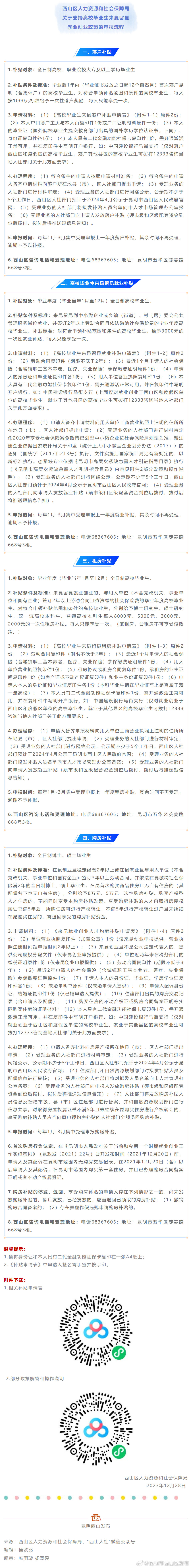 @高校毕业生 在西山区，符合这些条件可以申领补贴→