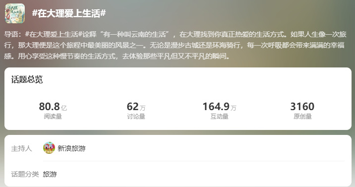 “在大理爱上生活”话题阅读量超80亿！来大理遇见最美暖冬_http://www.mainten.cn_ycb_第1张
