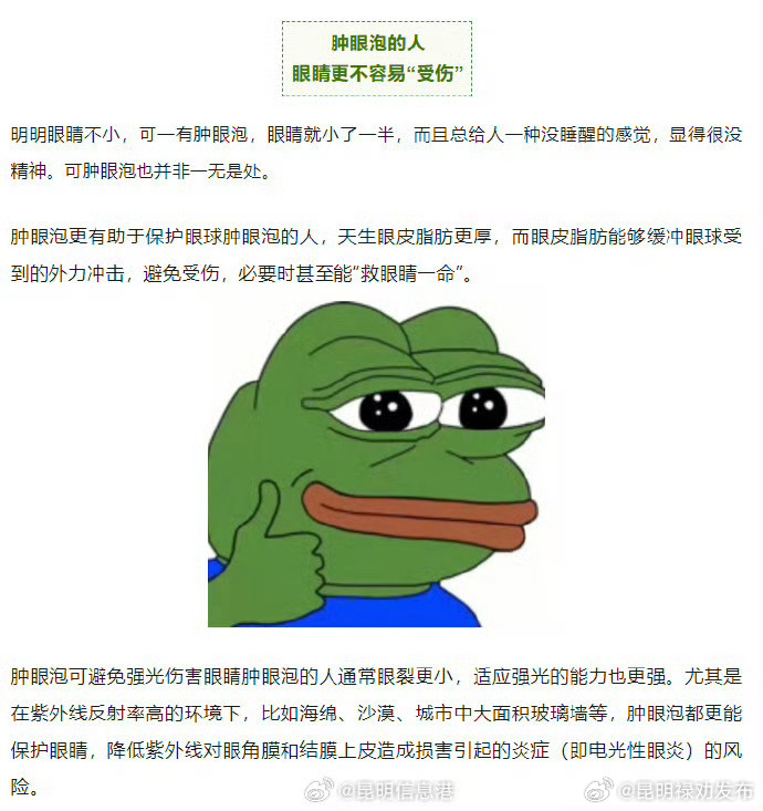 肿眼泡的人眼睛更不容易受伤