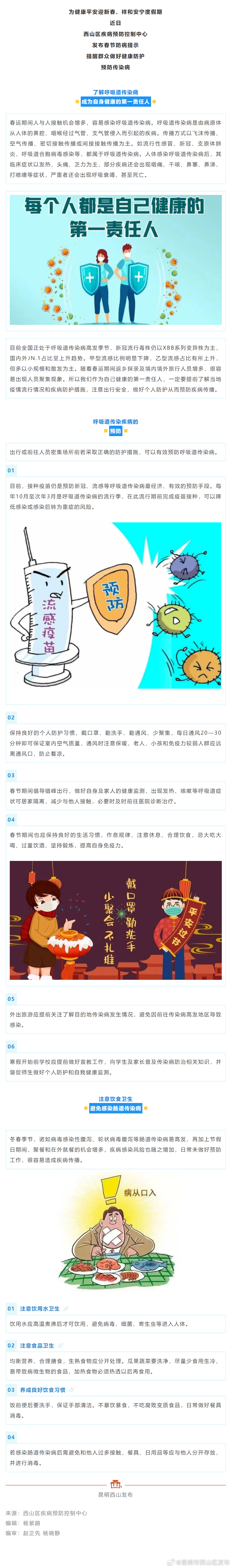 转发提醒！西山区疾控中心发布春节健康提醒