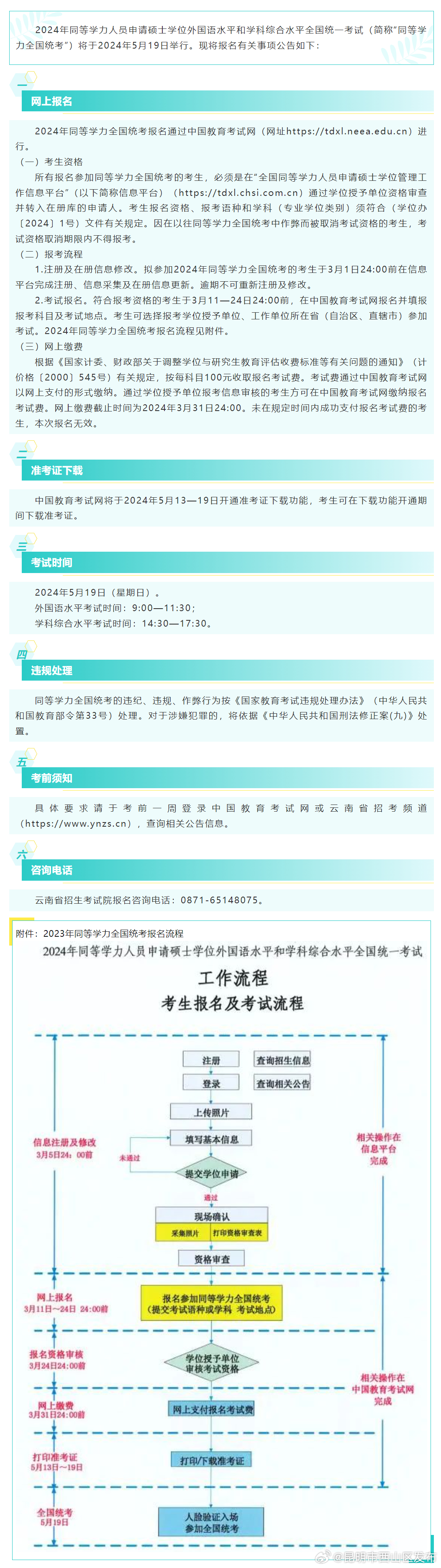关于2024年同等学力人员申请硕士学位外国语水平和学科综合水平全国统一考试的报名公告
