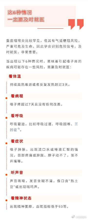 嗓子疼出现6种情况要及时就医 