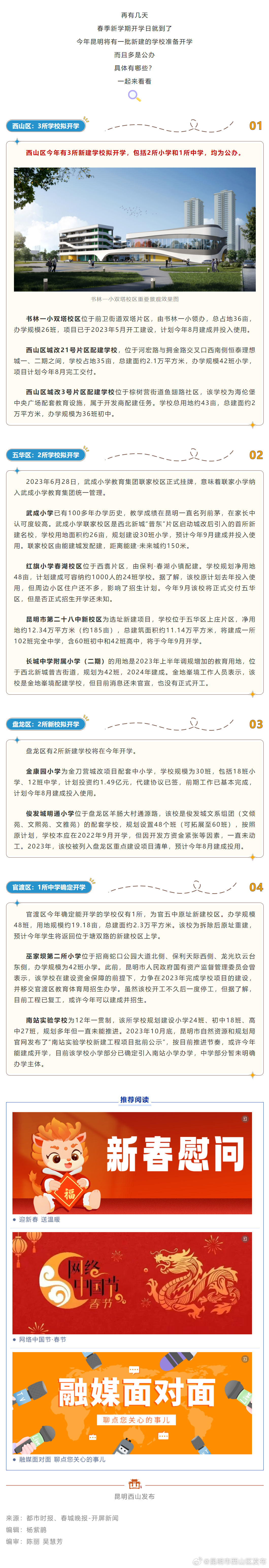 速看！今年西山区多所学校有望建成开学
