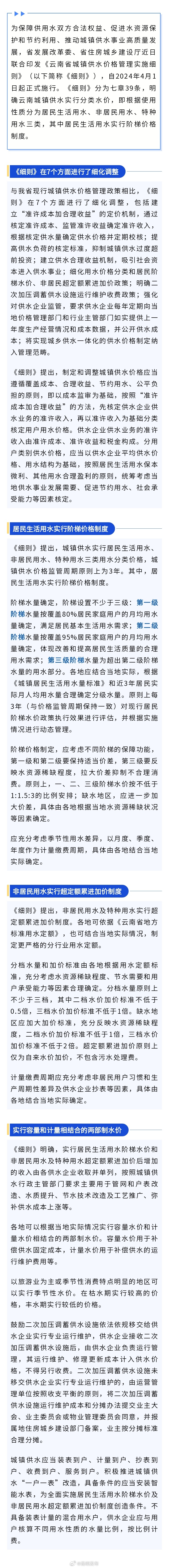 下月起 云南省城镇居民实行阶梯水价