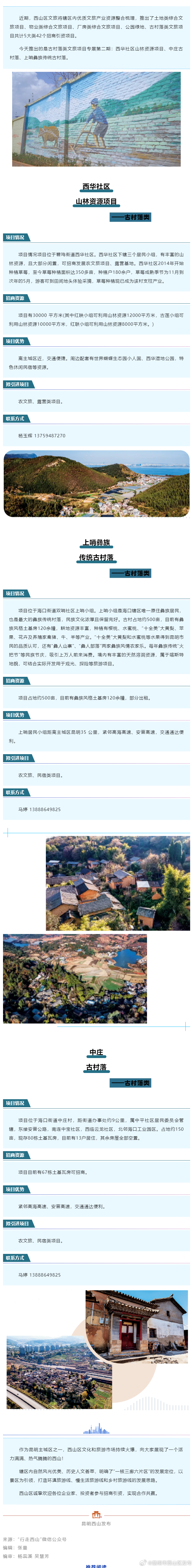第二期！西山区这些文旅项目正在招募“合伙人”