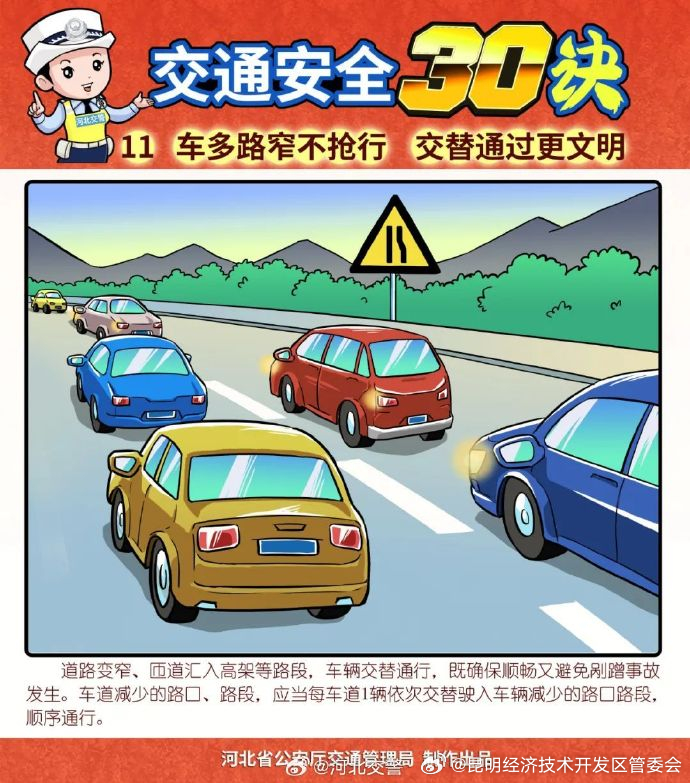 车多路窄不抢行 交替通过更文明 | 道路交通安全三十诀