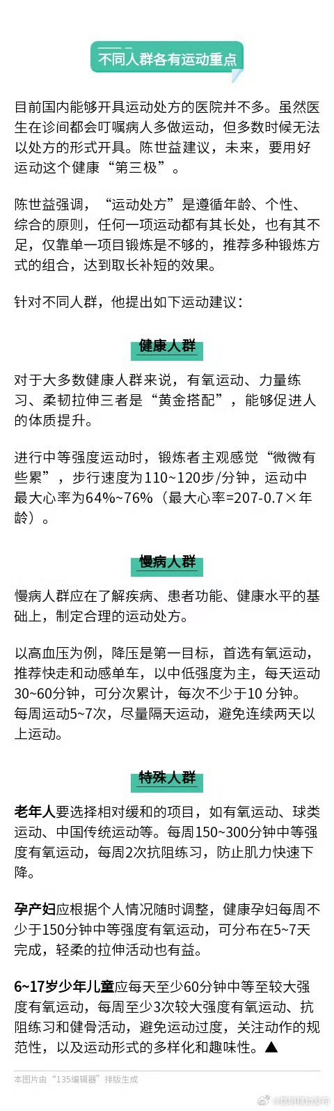 坚持运动至少防治27种慢病