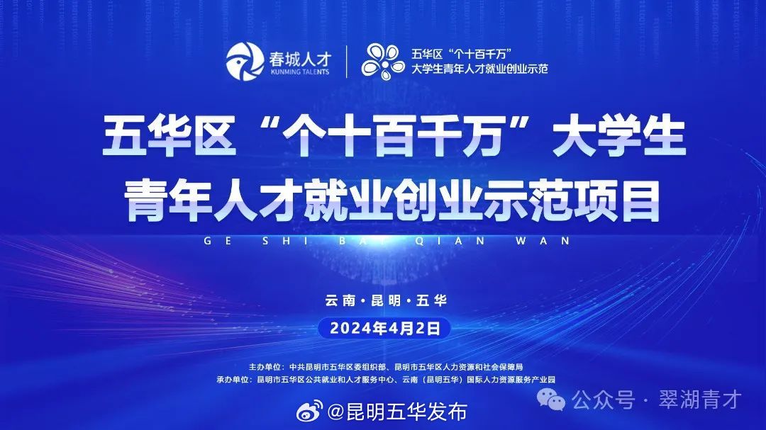 预告 | 五华区“个十百千万”大学生青年人才就业创业示范项目发布在即！