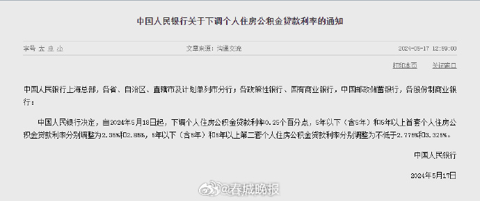 明日起下调个人住房公积金贷款利率